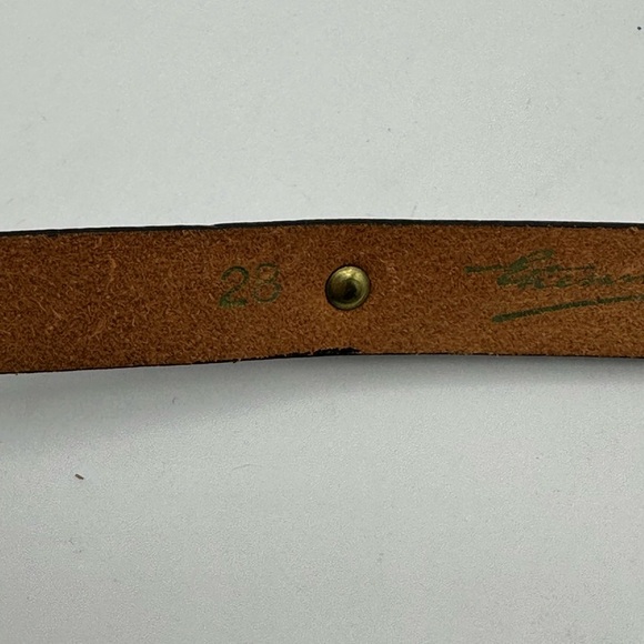 Etienne Aigner Original Handcrafted Leather Thin Belt Burgundy Size 28 - Picture 8 of 10